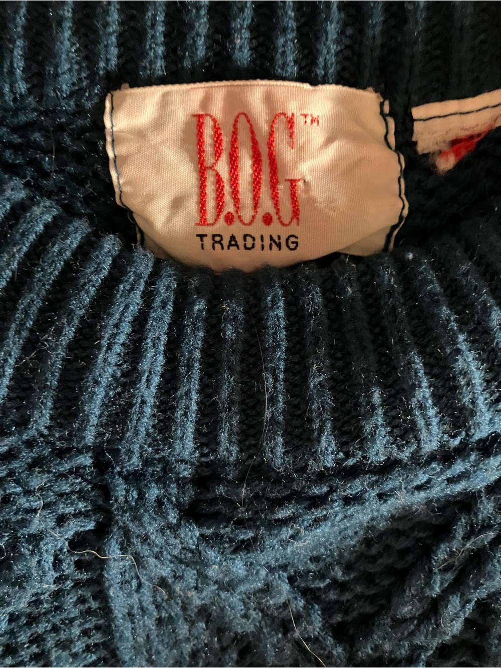 Vintage B.O.G. Trading Co. Men's Ribbed Crewneck Sweater in Dark Teal